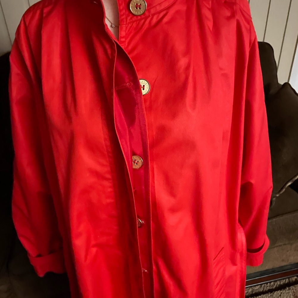 Zanobetti Firenze ~ Women’s X-Large ~ Vintage ~ Italy ~ Red ~ Trench Coat - Picture 9 of 16
